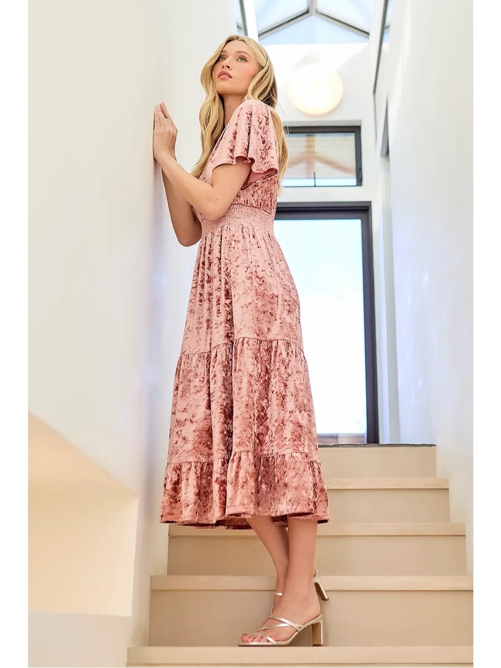 Flutter Sleeve Velvet Dress - NWT - Picture 2 of 4